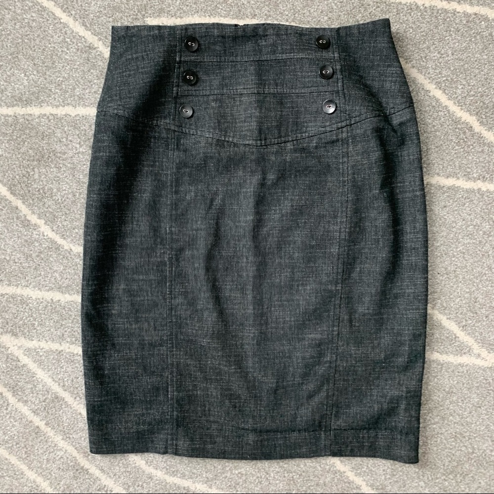 IZ Byer California Black Denim Look Pencil Skirt